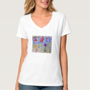 Rote Segel und Blume T-Shirt