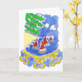 Rote Segelboote am See Karte (Gelbe Blume)
