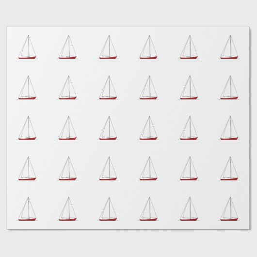 Rote Segelboote Geschenkpapier (Flach)