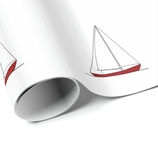 Rote Segelboote Geschenkpapier (Rolleneckpunkt)
