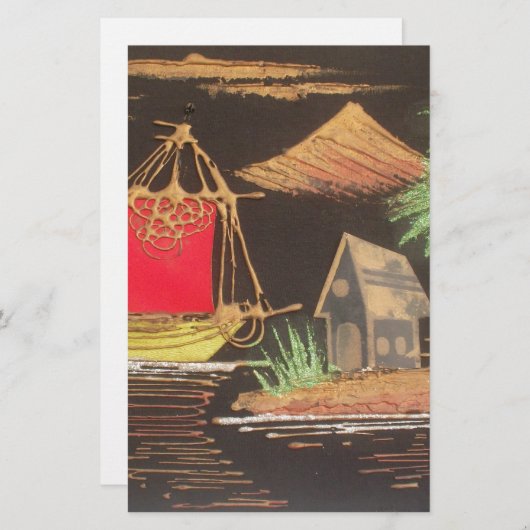 Rote Segelboote Landschaft Ölgemälde Kunst drucken Briefpapier (Vorne/Hinten)