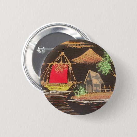 Rote Segelboote Landschaft Ölgemälde Kunst drucken Button (Vorne & Hinten)
