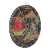 Rote Segelboote Landschaft Ölgemälde Kunst drucken Dartscheibe (Vorderseite Links)