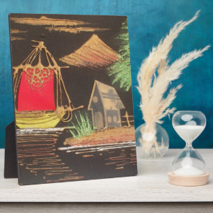 Rote Segelboote Landschaft Ölgemälde Kunst drucken Fotoplatte