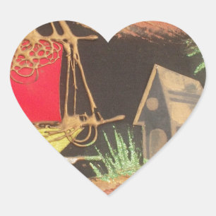 Rote Segelboote Landschaft Ölgemälde Kunst drucken Herz-Aufkleber