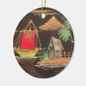 Rote Segelboote Landschaft Ölgemälde Kunst drucken Keramik Ornament (Links)