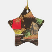 Rote Segelboote Landschaft Ölgemälde Kunst drucken Keramik Ornament (Rechts)