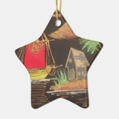 Rote Segelboote Landschaft Ölgemälde Kunst drucken Keramik Ornament (Links)