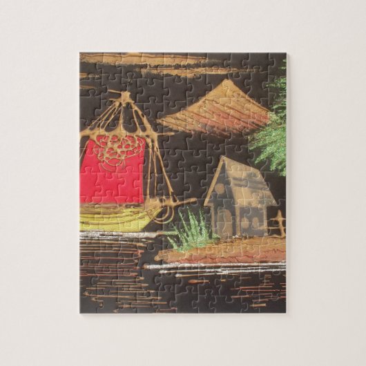 Rote Segelboote Landschaft Ölgemälde Kunst drucken Puzzle (Vertikal)