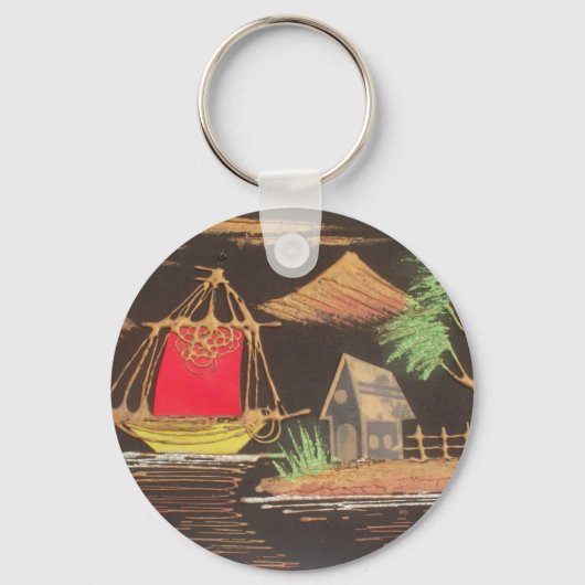 Rote Segelboote Landschaft Ölgemälde Kunst drucken Schlüsselanhänger (Vorderseite)