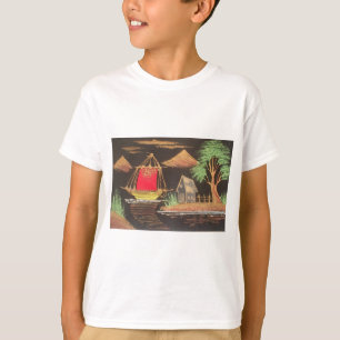 Rote Segelboote Landschaft Ölgemälde Kunst drucken T-Shirt