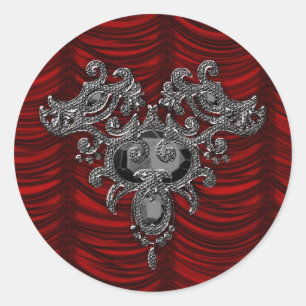 Rote Seide Gothic Wedding Runder Aufkleber