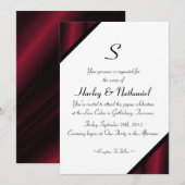 Rote Seide Mit Monogramm Einladung (Vorne/Hinten)