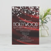 Rote Seide & Sparkle Silver Hollywood Einladungen (Stehend Vorderseite)