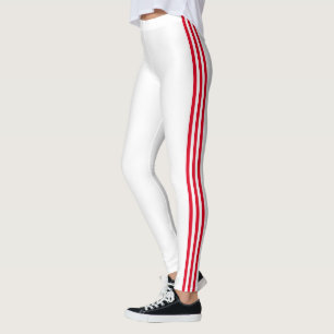 Rote Seite Streifen Weiße Leggings - Farben auswäh