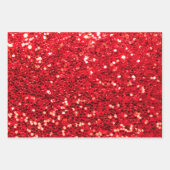 Rote Sequinen Pink Polka Dot Metallic Valentine Geschenkpapier Set (Vorderseite)