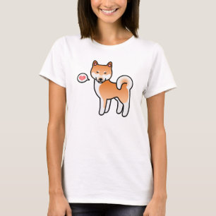 Rote Shiba Inu Hundeliebe Cartoon-Illustration T-Shirt