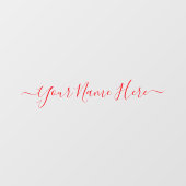 Rote Signatur einfache Namensschrift Fensteraufkleber (Blatt)