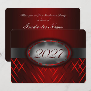 Rote & Silber Abschlussklasse 2027 Party Einladung