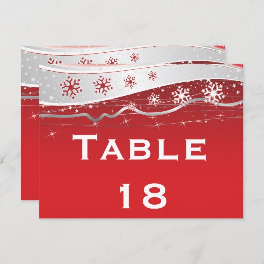 Rote, silbergraue Winterhochzeit Tischnummer (Vorne/Hinten)
