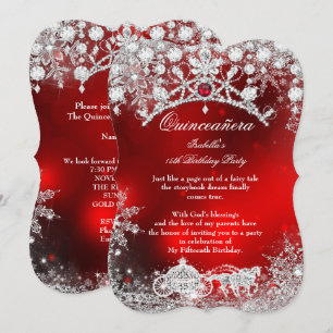 Rote silberne Quinceanera 15. Winter Wonderland Einladung