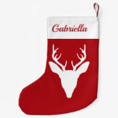 Rote Silhouette des Hirschkopfes mit Individuelle  Kleiner Weihnachtsstrumpf (Rückseite)