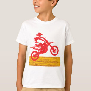 Rote Silhouette eines Motocross Dirt Bike Fahrers T-Shirt