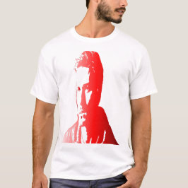 Rote Silhuette ein Mann mit kurzen, textilen Haare T-Shirt