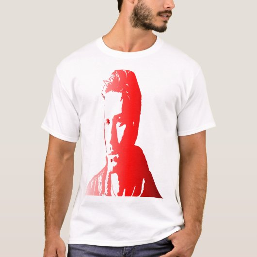 Rote Silhuette ein Mann mit kurzen, textilen Haare T-Shirt (Vorderseite)
