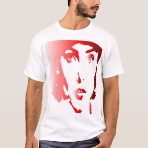 Rote Silhuette ein weibliches Gesicht mit Hut T-Shirt