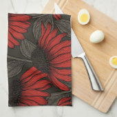 Rote Sitzmöbel in Braun Geschirrtuch (Viertel Falte)