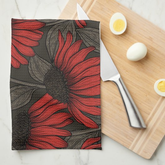 Rote Sitzmöbel in Braun Geschirrtuch (Viertel Falte)