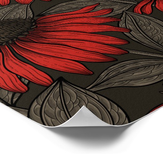 Rote Sitzmöbel in Braun Poster (Ecke)