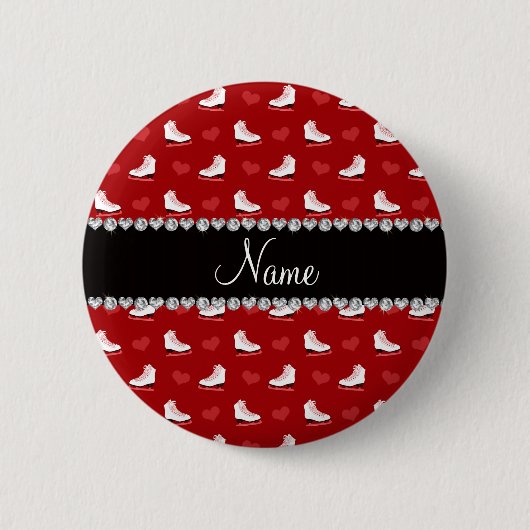 Rote Skate und Herzen des individuellen Namens Button (Vorderseite)