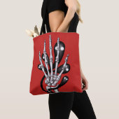 Rote Skeletton Hand Spooky Goth Anatomie Tasche (Von Nahem)
