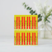 Rote Skier auf gelber Karte (Stehend Vorderseite)