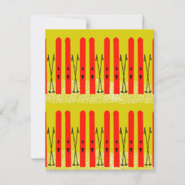 Rote Skier auf gelber Karte