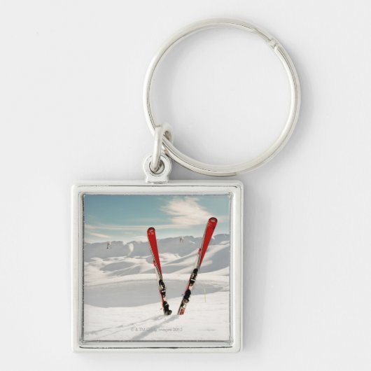 Rote Skis Schlüsselanhänger (Vorne)