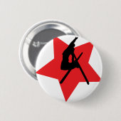 rote Skisprungsikone Button (Vorne & Hinten)