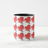 Rote skizzierte Herzen Muster Tasse (Zentrum)