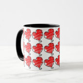Rote skizzierte Herzen Muster Tasse (Vorderseite Links)