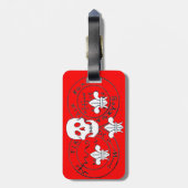 ROTE SKULL- UND FLEUR-DE-LISE/PIRATES-TREASKARTEN GEPÄCKANHÄNGER (Rückseite vertikal)