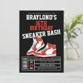 Rote Sneaker Bash Geburtstag Einladung (Stehend Vorderseite)