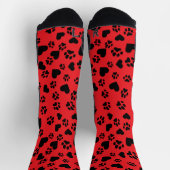 Rote Socken mit schwarzen Paw-Prints (Oben)
