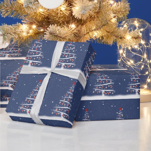 Rote Socken und Baseball-Schmuck an einem Baum Geschenkpapier (Feiertage)
