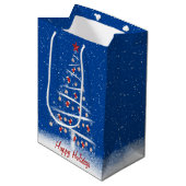 Rote Socken und Baseball Weihnachtsbaum Mittlere Geschenktüte (Vorderseite Schrägansicht)