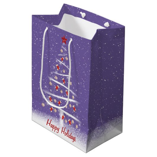 Rote Socken und Baseball Weihnachtsbaum Mittleres Mittlere Geschenktüte (Vorderseite Schrägansicht)