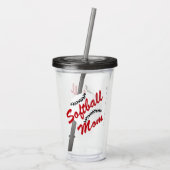 Rote Softball-Mama personalisiert Acryltrinkbecher (Rückseite)