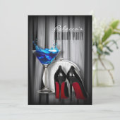 Rote Sohle Stiletto Girina Martini Cocktail Party Einladung (Stehend Vorderseite)
