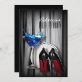Rote Sohle Stiletto Girina Martini Cocktail Party Einladung (Vorne/Hinten)